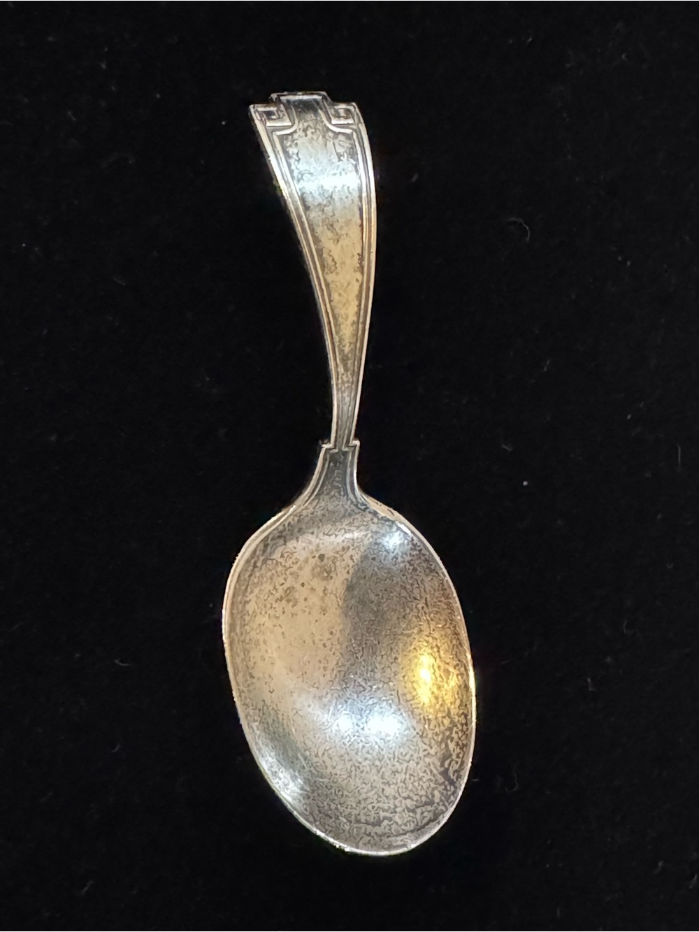 Antique Sterling Silver Baby Spoon with Short Curved Handle Pad 1918